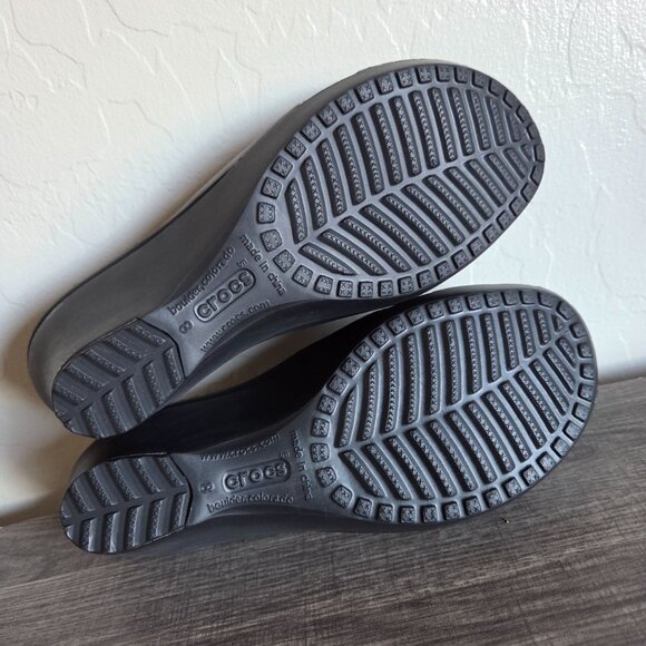 Crocs Kadee Slip-On Heeled Wedge Sandals Black Size Women's 8 Open Toe Comfort - Picture 8 of 10